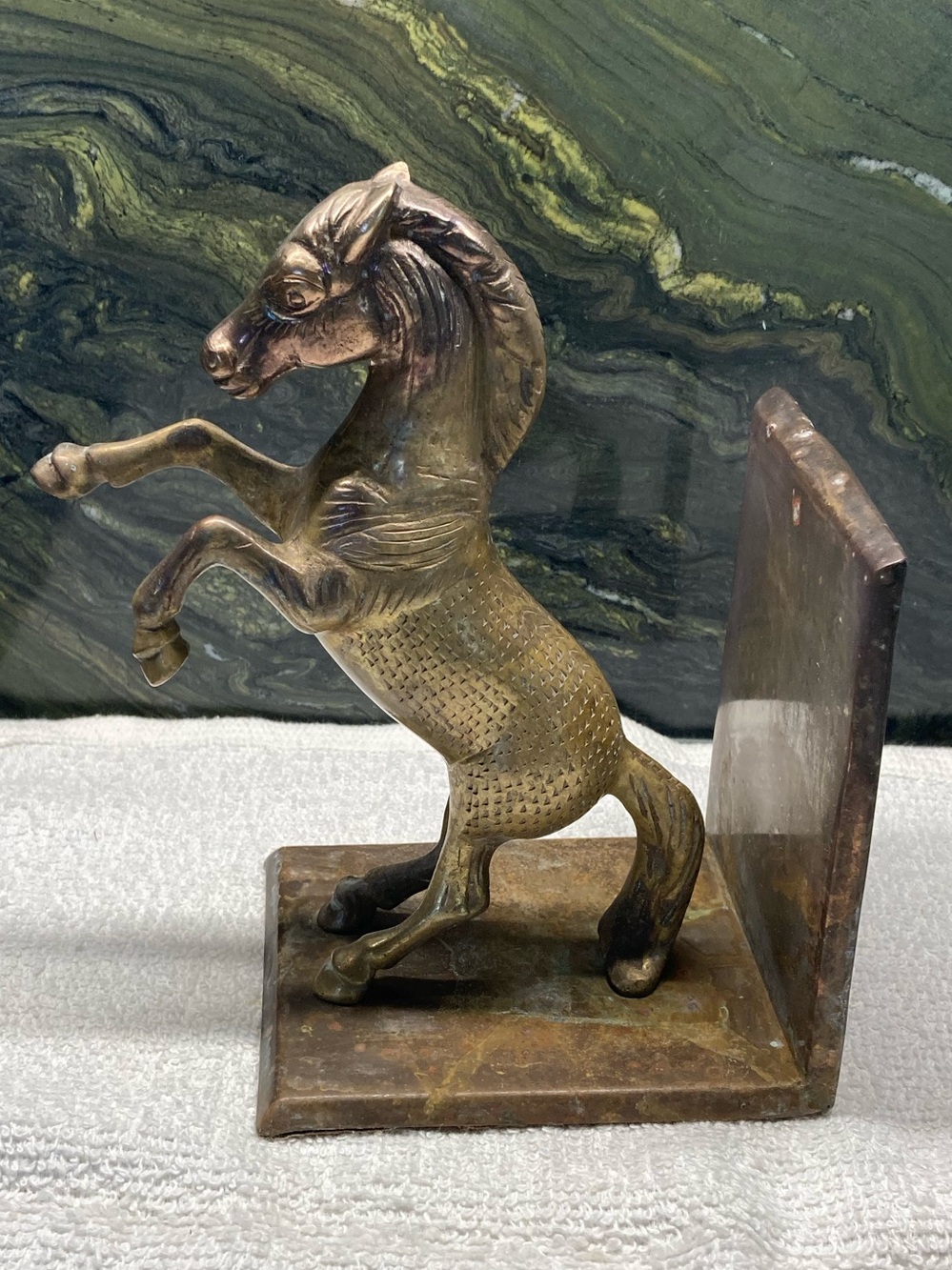 Horse Bookend Brass Sculpture Vintage Golden Finish - Picture 6 of 14